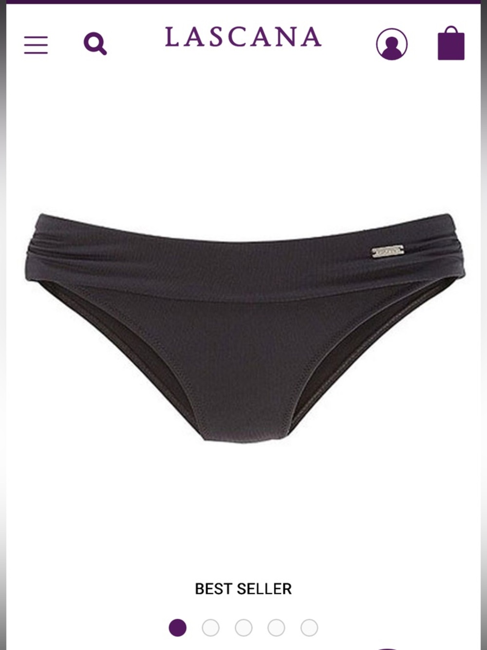 New! Lascana Classic foldover best seller bikini bottom. Size 6/ Black
